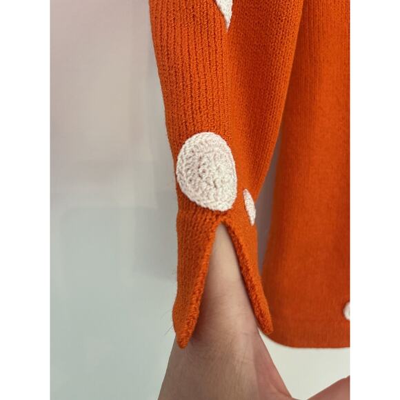 JSS Woman’s Knit Wear Blazer sz S Orange/Embroidered Cream Circle Wool blend USA - Picture 7 of 12